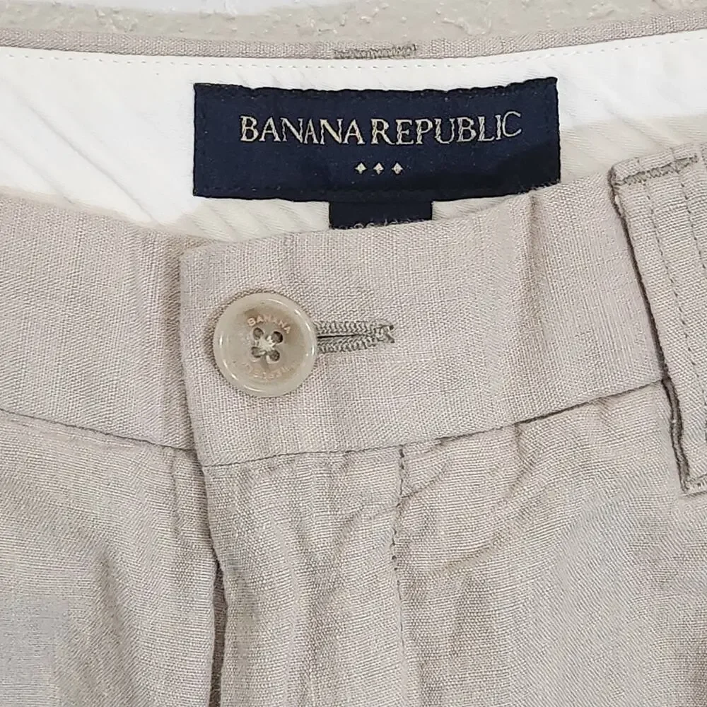 Banana Republic Linen Men 30x30 Pants Beige Chino Lightweight Resort Classic